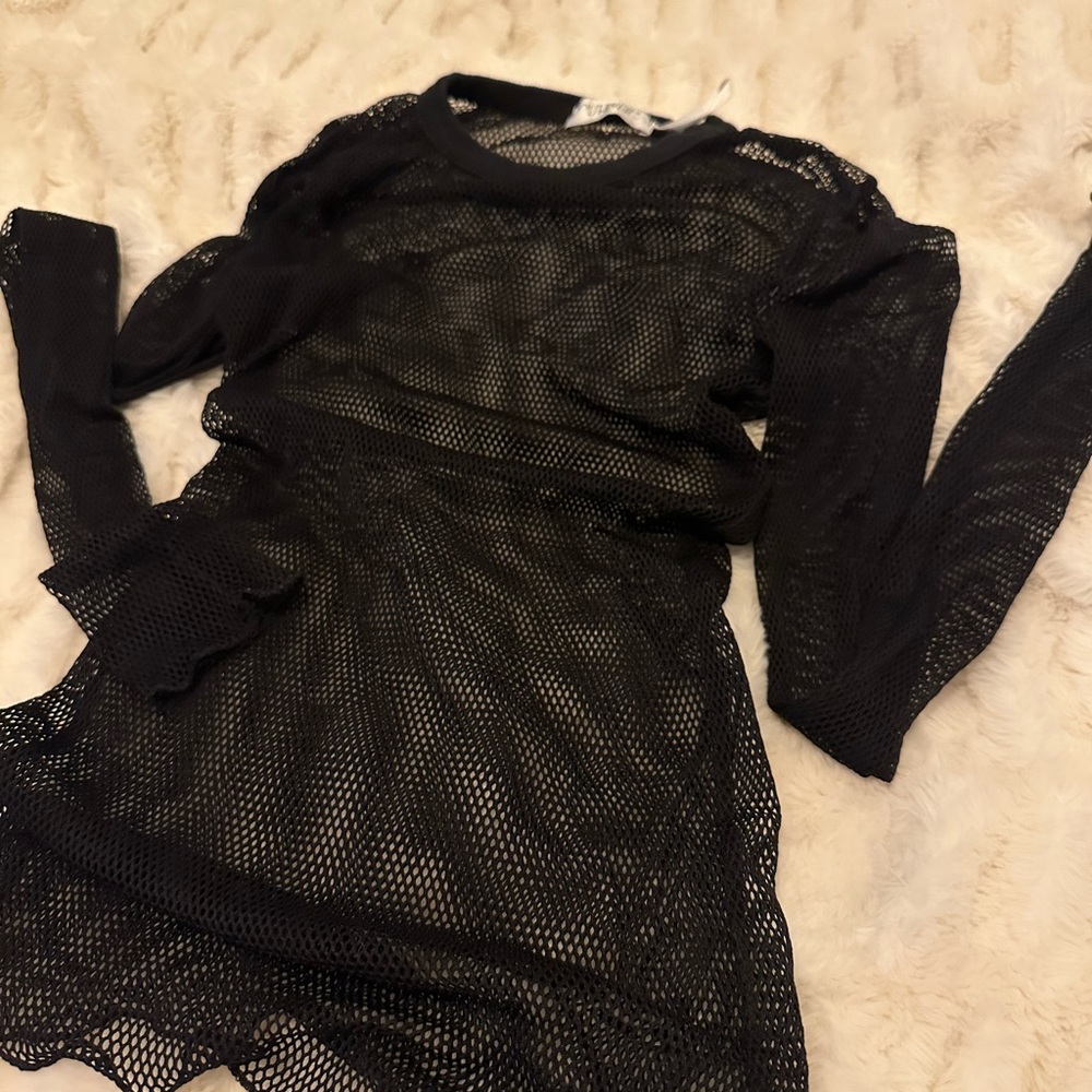 Urban Outfitters Black Mesh Long Sleeve Top